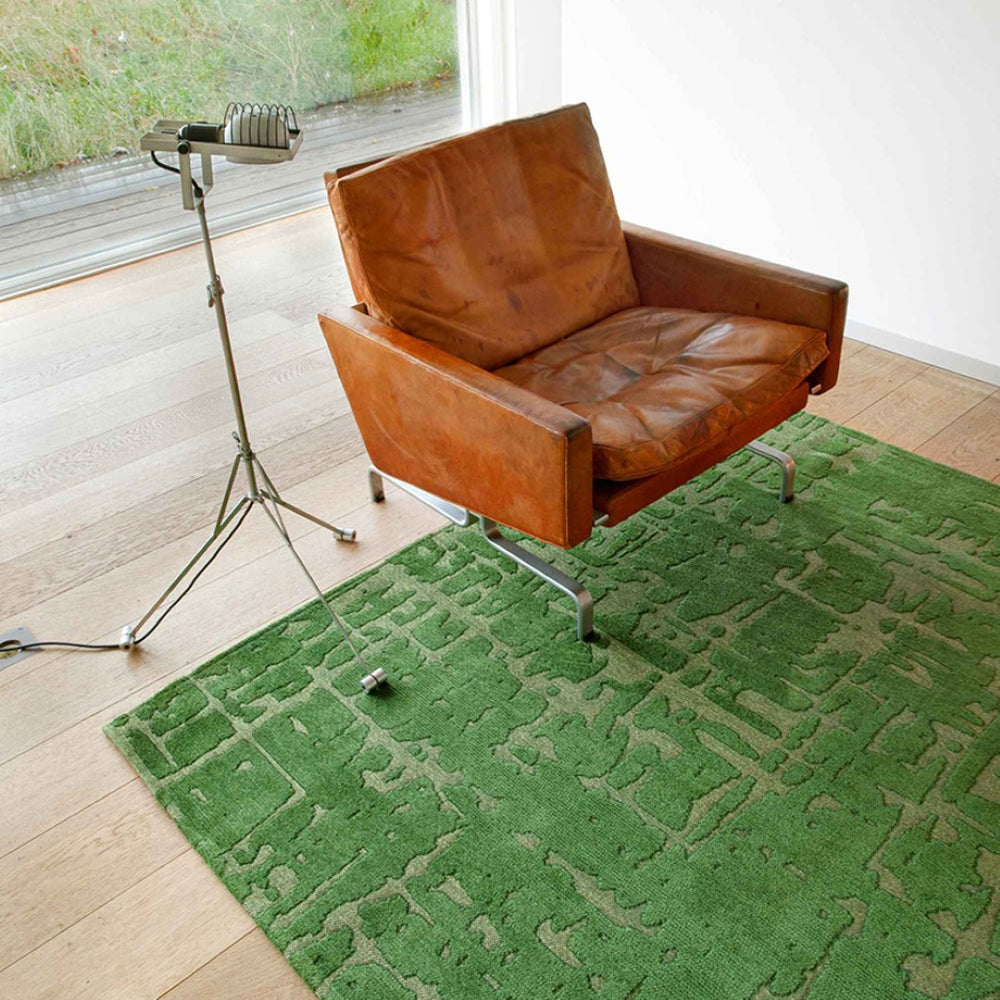 Louis de Poortere Structures Baobab Sculptural Area Rug Earthy Textured Motifs for Living Room Decor Perrier'S Green 5'7 x 7'9 120334