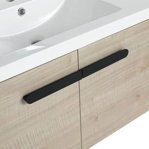 English Elm 30 Inch Floating Vanity Cabinet with Resin Sink, Soft-Close Doors, Spacious Storage for Small Baths W999P195824
