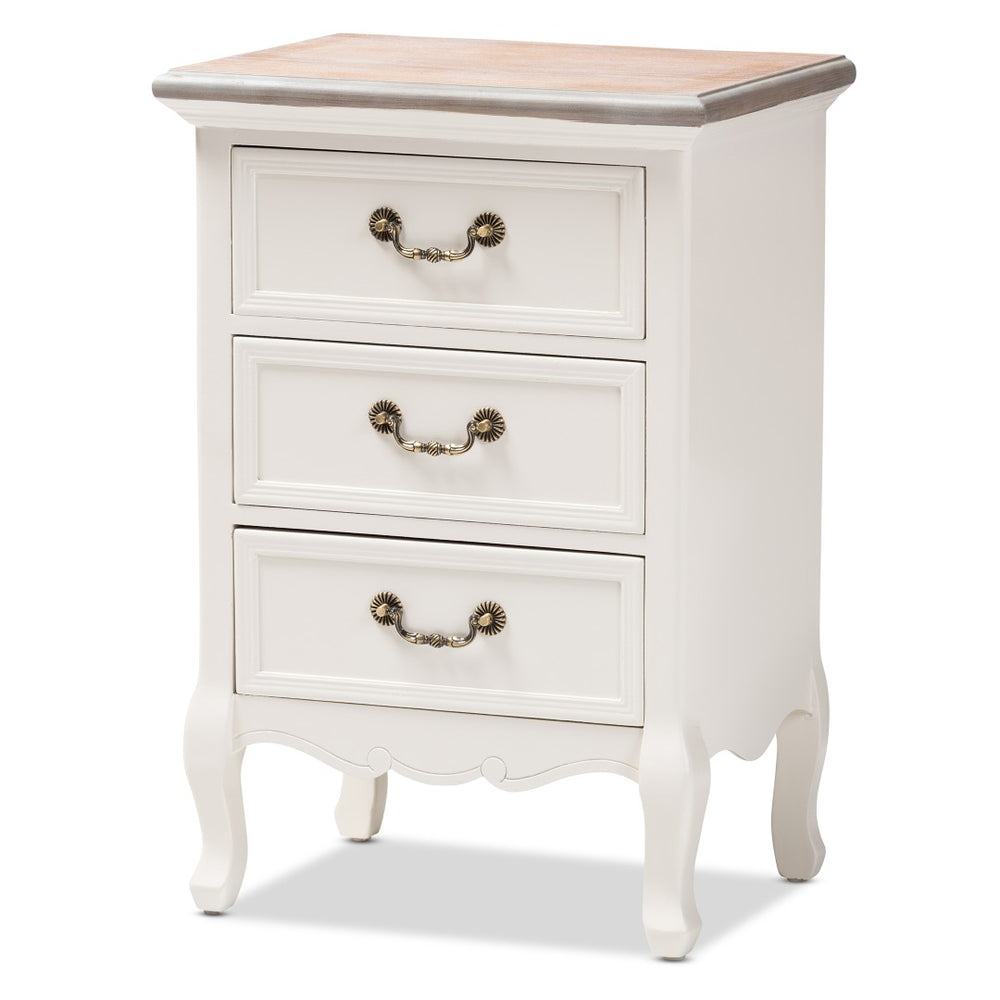 Baxton Studio Baxton Studio Capucine Two-Tone Antique French Cottage End Table with 3 Drawers & Cabriole Legs JY17B092-White-ET