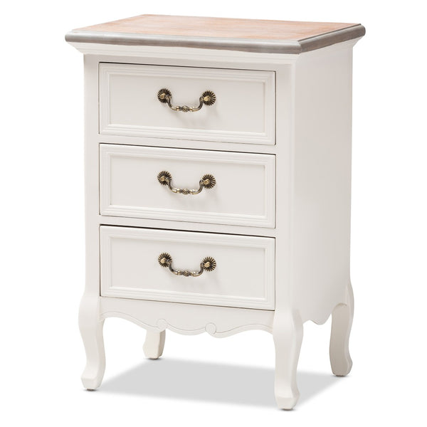 Baxton Studio Baxton Studio Capucine Two-Tone Antique French Cottage End Table with 3 Drawers & Cabriole Legs JY17B092-White-ET