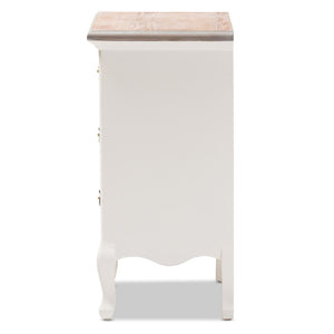 Baxton Studio Baxton Studio Capucine Two-Tone Antique French Cottage End Table with 3 Drawers & Cabriole Legs JY17B092-White-ET