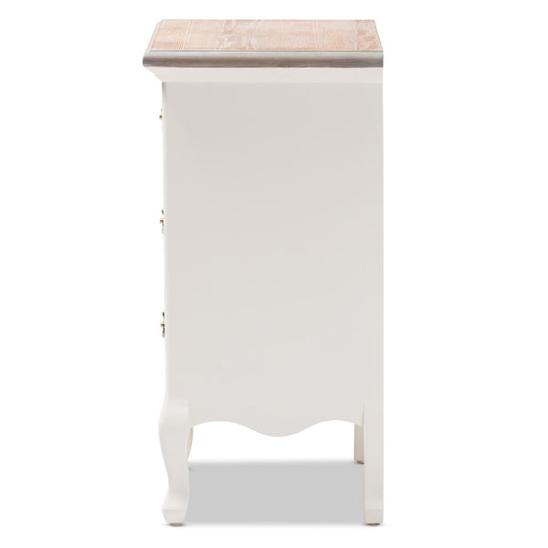Baxton Studio Baxton Studio Capucine Two-Tone Antique French Cottage End Table with 3 Drawers & Cabriole Legs JY17B092-White-ET