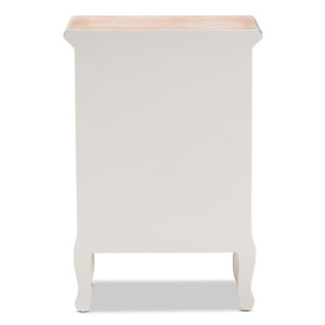Baxton Studio Baxton Studio Capucine Two-Tone Antique French Cottage End Table with 3 Drawers & Cabriole Legs JY17B092-White-ET
