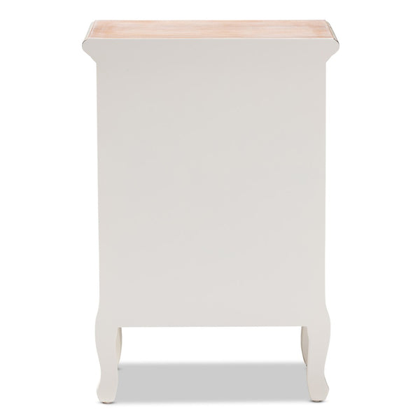 Baxton Studio Baxton Studio Capucine Two-Tone Antique French Cottage End Table with 3 Drawers & Cabriole Legs JY17B092-White-ET