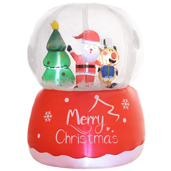 English Elm Outsunny 5.5Ft Inflatable Christmas Crystal Ball With Santa & Reindeer, Led Lights For Festive Decor W2225P249950-GIGA