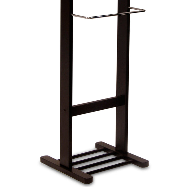 Winsome Wood Carson Valet Stand In Espresso - Elegant Bedroom Organizer With Mirror, Hanger, & Shoe Rack Espresso Solid ,Composite Wood 92055-winsome-wood