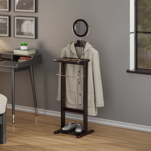 Winsome Wood Carson Valet Stand In Espresso - Elegant Bedroom Organizer With Mirror, Hanger, & Shoe Rack Espresso Solid ,Composite Wood 92055-winsome-wood