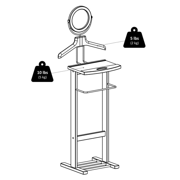 Winsome Wood Carson Valet Stand In Espresso - Elegant Bedroom Organizer With Mirror, Hanger, & Shoe Rack Espresso Solid ,Composite Wood 92055-winsome-wood