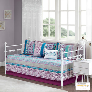 Intelligent Design Joni Casual 6 Piece Boho Reversible Daybed Set ID13-1414 Purple