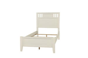 English Elm Simple Modern Full Size Bedframe with Carved Vertical Lines, Rubberwood MDF Construction, Elegant Design White 80 L x 8 W x 4 H B011S01986