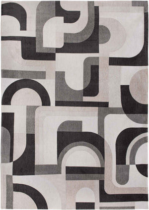 Louis de Pootere Nuance Module 100% PET Poly Mechanically Woven Jacquard Flatweave Geometric Rug Saxon Beige 7'10"