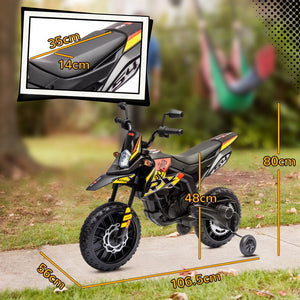 English Elm Qaba Kids Electric Dirt Bike 6v Battery Powered Ride on with Training Wheels Ages 3 to 8 Yellow W2225P249806