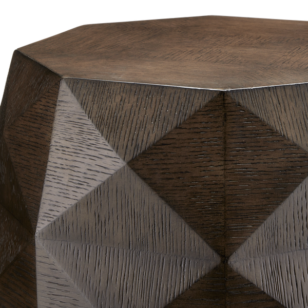 Kendall Dove Gray Accent Table – Elegant Octagonal Design with Polished Brass Base for Modern Spaces