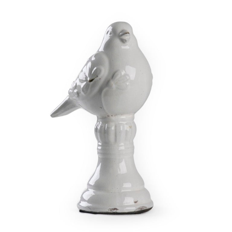 Zentique Distressed White Bird Hand-Finished Ceramic Accent 6x10in – Rustic Farmhouse Decor for Shelves, Mantel 9208 White