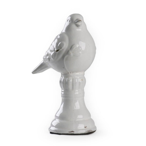 Zentique Distressed White Bird Hand-Finished Ceramic Accent 6x10in – Rustic Farmhouse Decor for Shelves, Mantel 9208 White