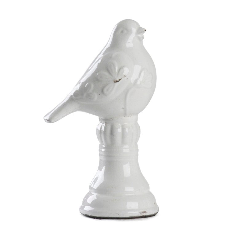Zentique Distressed White Bird Hand-Finished Ceramic Accent 6x10in – Rustic Farmhouse Decor for Shelves, Mantel 9208 White
