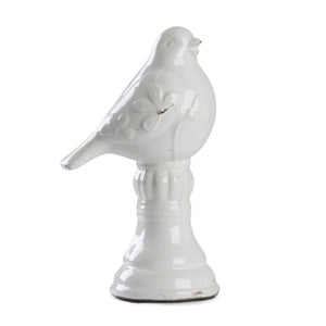 Zentique Distressed White Bird Hand-Finished Ceramic Accent 6x10in – Rustic Farmhouse Decor for Shelves, Mantel 9208 White