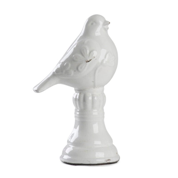 Zentique Distressed White Bird Hand-Finished Ceramic Accent 6x10in – Rustic Farmhouse Decor for Shelves, Mantel 9208 White