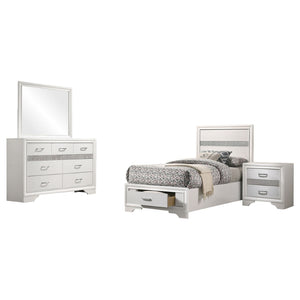 English Elm Annie Glam Twin Storage Bed Set with Crystal Hardware Glitter Panels and Jewelry Drawers B062S01606
