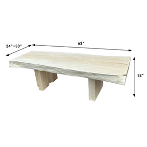 Lilys Approx.63" Long Live Edge Lychee Wood Coffee Table Weathered White (24-30 Inches Deep) Weathered Natural 9209