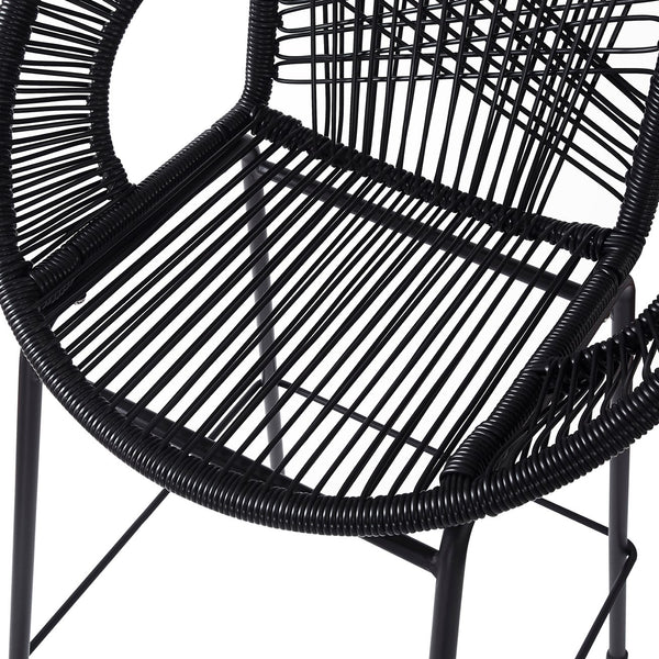 English Elm Christopher Knight Home® - Ferrara Outdoor Faux Wicker Barstool Set of 2 — Ergonomic PE Rattan Seating with Iron Frame, Durable Black N775P266222B