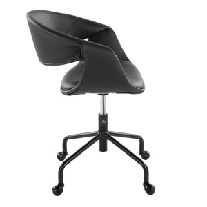 English Elm Task Chair with Chrome Five Star Base Grey Fabric Seat for Modern Home Office Use Black B202P474189