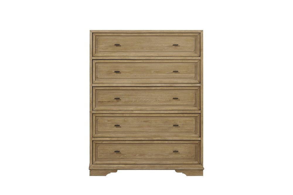 English Elm Hickory Veneer Five Drawer Chest with Cedar and Felt Lined Storage for Bedroom B2699P440924