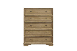English Elm Hickory Veneer Five Drawer Chest with Cedar and Felt Lined Storage for Bedroom B2699P440924