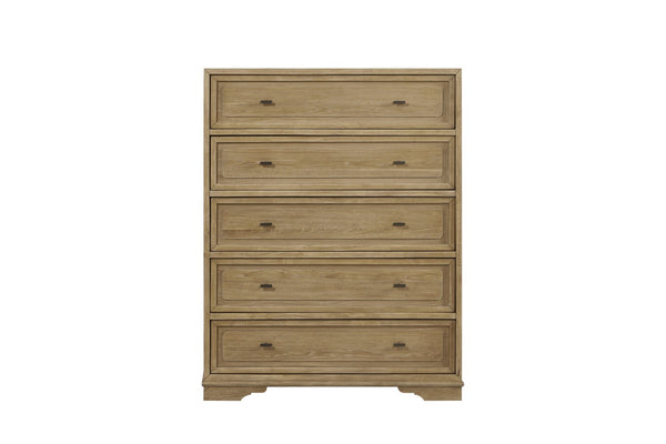 English Elm Hickory Veneer Five Drawer Chest with Cedar and Felt Lined Storage for Bedroom B2699P440924