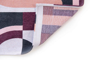 Louis de Pootere Nuance Module 100% PET Poly Mechanically Woven Jacquard Flatweave Geometric Rug Pink Rohe 4'7"