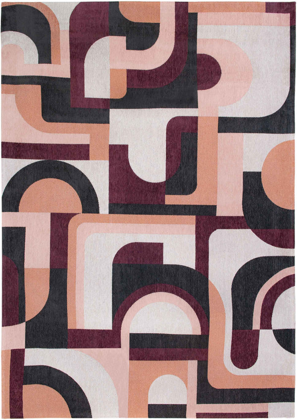 Louis de Pootere Nuance Module 100% PET Poly Mechanically Woven Jacquard Flatweave Geometric Rug Pink Rohe 4'7"