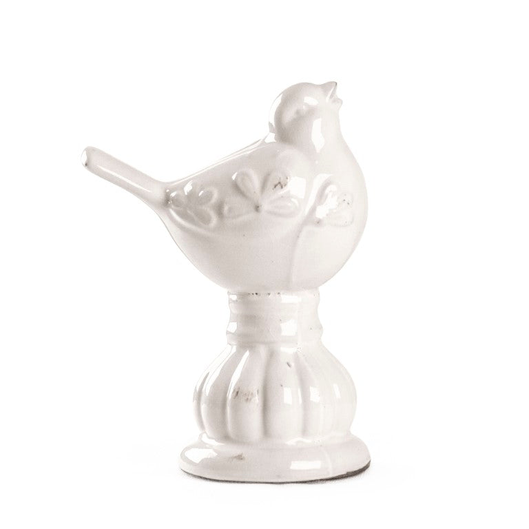 Zentique Distressed White Bird Ceramic Sculpture - Vintage Matte Glazed Accent for Cottage, Farmhouse, Coastal Decor 9209 White