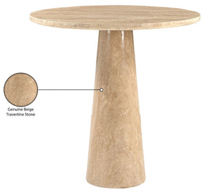 Meridian Furniture Fontelina Stone Top Pedestal Bistro Table with Sculptural Base for Intimate Dining Spaces Travertine Travertine 920Travertine-DT30