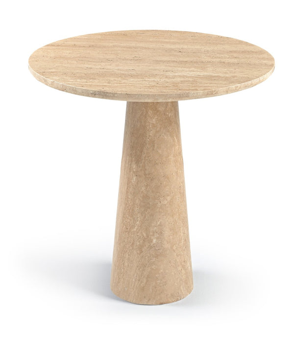 Meridian Furniture Fontelina Stone Top Pedestal Bistro Table with Sculptural Base for Intimate Dining Spaces Travertine Travertine 920Travertine-DT30