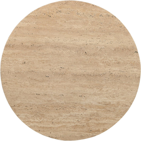 Meridian Furniture Fontelina Stone Top Pedestal Bistro Table with Sculptural Base for Intimate Dining Spaces Travertine Travertine 920Travertine-DT30