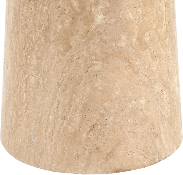 Meridian Furniture Fontelina Stone Top Pedestal Bistro Table with Sculptural Base for Intimate Dining Spaces Travertine Travertine 920Travertine-DT30