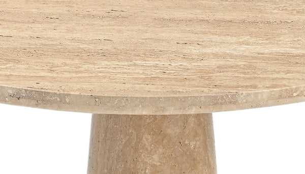Meridian Furniture Fontelina Stone Top Pedestal Bistro Table with Sculptural Base for Intimate Dining Spaces Travertine Travertine 920Travertine-DT30