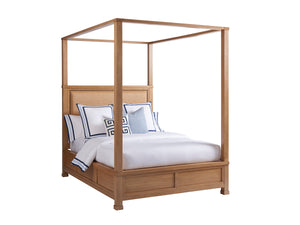Lexington Barclay Butera Shorecliff Canopy Bed - Coastal Elegance With Natural Raffia And Aged Bronze Trim For Timeless Style Sandstone  920-173c