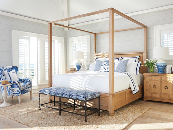 Lexington Barclay Butera Collins Bachelors Chest - Coastal-inspired Geometric Fretwork With Adjustable Shelves & Wire Management Sandstone  920-624