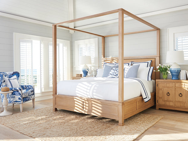 Lexington Barclay Butera Shorecliff Canopy Bed - Coastal Elegance With Natural Raffia And Aged Bronze Trim For Timeless Style Sandstone  920-175c