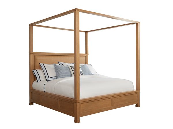 Lexington Barclay Butera Shorecliff Canopy Bed - Coastal Elegance With Natural Raffia And Aged Bronze Trim For Timeless Style Sandstone  920-175c