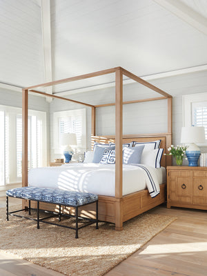 Lexington Barclay Butera Shorecliff Canopy Bed - Coastal Elegance With Natural Raffia And Aged Bronze Trim For Timeless Style Sandstone  920-175c