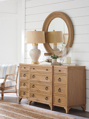 Lexington Barclay Butera Garnet Breakfront Dresser - Elegant Coastal Design With 12 Spacious Self-closing Drawers For Storage Sandstone  920-233