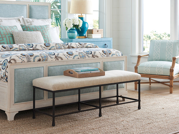Lexington Barclay Butera Ruby Bed Bench - Elegant Coastal-inspired Design With Aged Bronze Finish And Soft Upholstered Cushion Sandstone  920-537-01