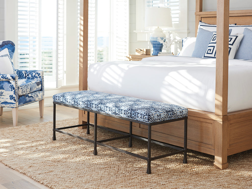 Lexington Barclay Butera Ruby Bed Bench - Elegant Coastal-inspired Design With Aged Bronze Finish And Soft Upholstered Cushion Sandstone  920-537-40