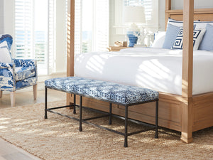 Lexington Barclay Butera Ruby Bed Bench - Elegant Coastal-inspired Design With Aged Bronze Finish And Soft Upholstered Cushion Sandstone  920-537-40