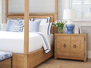 Lexington Barclay Butera Collins Bachelors Chest - Coastal-inspired Geometric Fretwork With Adjustable Shelves & Wire Management Sandstone  920-624