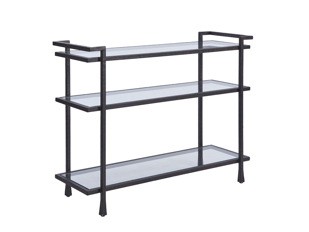 Lexington Barclay Butera Huntington Metal Server – Elegant Hammered Frame With Glass Shelves For Stylish Dining & Entertaining Sandstone  920-862