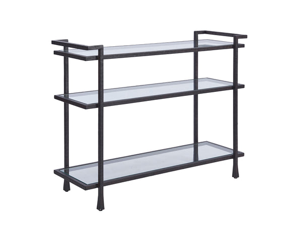 Lexington Barclay Butera Huntington Metal Server – Elegant Hammered Frame With Glass Shelves For Stylish Dining & Entertaining Sandstone  920-862