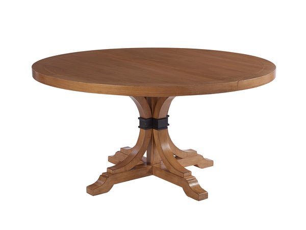 Lexington Barclay Butera Magnolia Coastal-inspired Round Dining Table With Leaf, Elegant Design For Stylish Gatherings Sandstone  920-875c